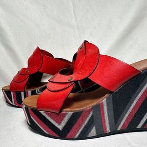 Robert Clergerie Rare Red Leather Platform Sandal sz 7